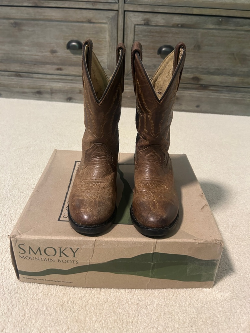 Kids Brown Western Cowboy Boots - Classic Pull-On Style - Picture 7 of 9